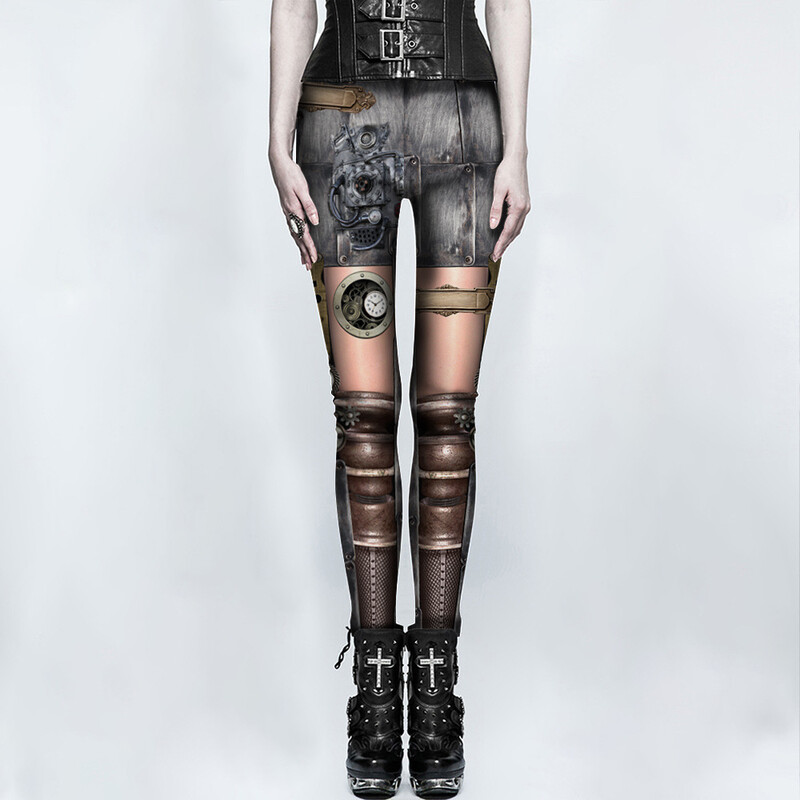 Naujos steampunk stiliaus europietiškos ir amerikietiškos jogos kelnės, greitai džiūstantys kelnaitės, tarpvalstybinė 3D skaitmeninė spauda, sportinės tamprės, fitneso kelnės