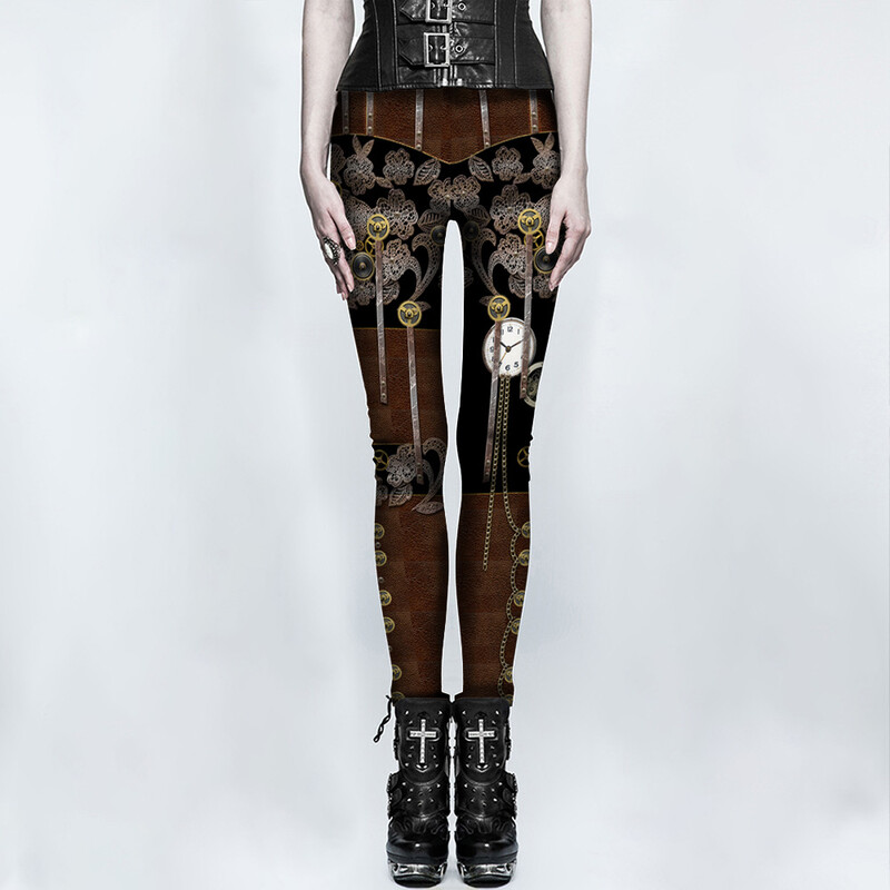 Naujos steampunk stiliaus europietiškos ir amerikietiškos jogos kelnės, greitai džiūstantys kelnaitės, tarpvalstybinė 3D skaitmeninė spauda, sportinės tamprės, fitneso kelnės