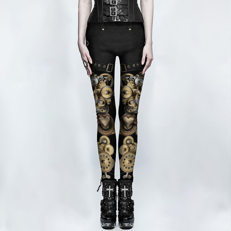 Naujos steampunk stiliaus europietiškos ir amerikietiškos jogos kelnės, greitai džiūstantys kelnaitės, tarpvalstybinė 3D skaitmeninė spauda, sportinės tamprės, fitneso kelnės