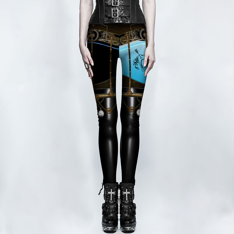 Naujos steampunk stiliaus europietiškos ir amerikietiškos jogos kelnės, greitai džiūstantys kelnaitės, tarpvalstybinė 3D skaitmeninė spauda, sportinės tamprės, fitneso kelnės