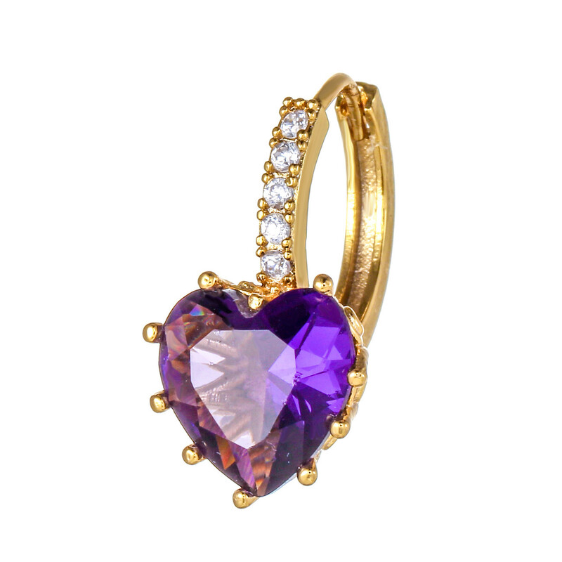 Korėjietiška naujųjų „meilės“ spalvos cirkonio auskarų versija, lengvas prabangus temperamentas, 18 karatų aukso spalvos išlaikymas, galvanizavimas, tarpvalstybinis stilius