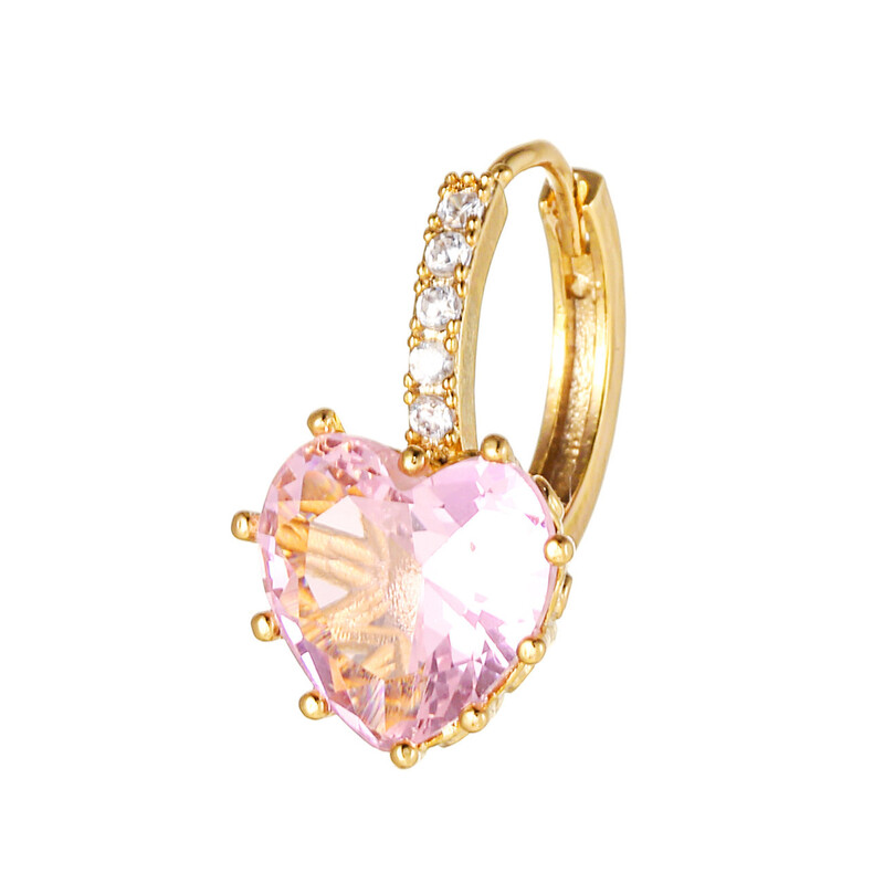 Korėjietiška naujųjų „meilės“ spalvos cirkonio auskarų versija, lengvas prabangus temperamentas, 18 karatų aukso spalvos išlaikymas, galvanizavimas, tarpvalstybinis stilius