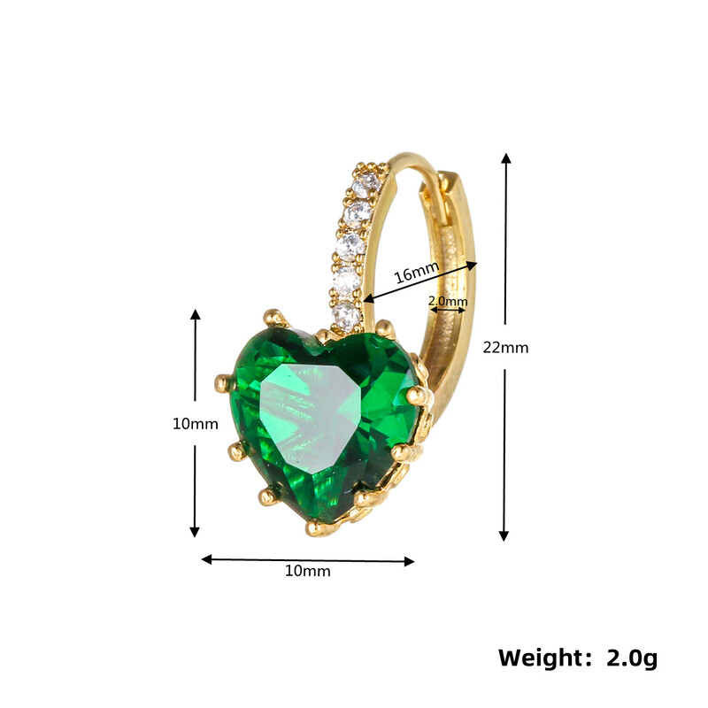 Korėjietiška naujųjų „meilės“ spalvos cirkonio auskarų versija, lengvas prabangus temperamentas, 18 karatų aukso spalvos išlaikymas, galvanizavimas, tarpvalstybinis stilius