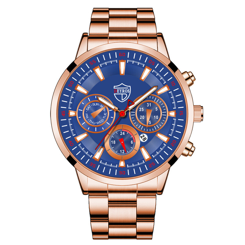 DEYROS madingas vyriškas nerūdijančio plieno laikrodis, madingas šviečiantis kalendorius, verslo sportinis vyriškas laikrodis