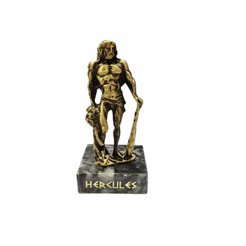 Статуетка Hercules, Метална, Мраморна основа, Златист, 9 см