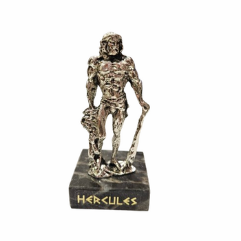Статуетка Hercules, Метална, Мраморна основа, Сребрист, 9 см