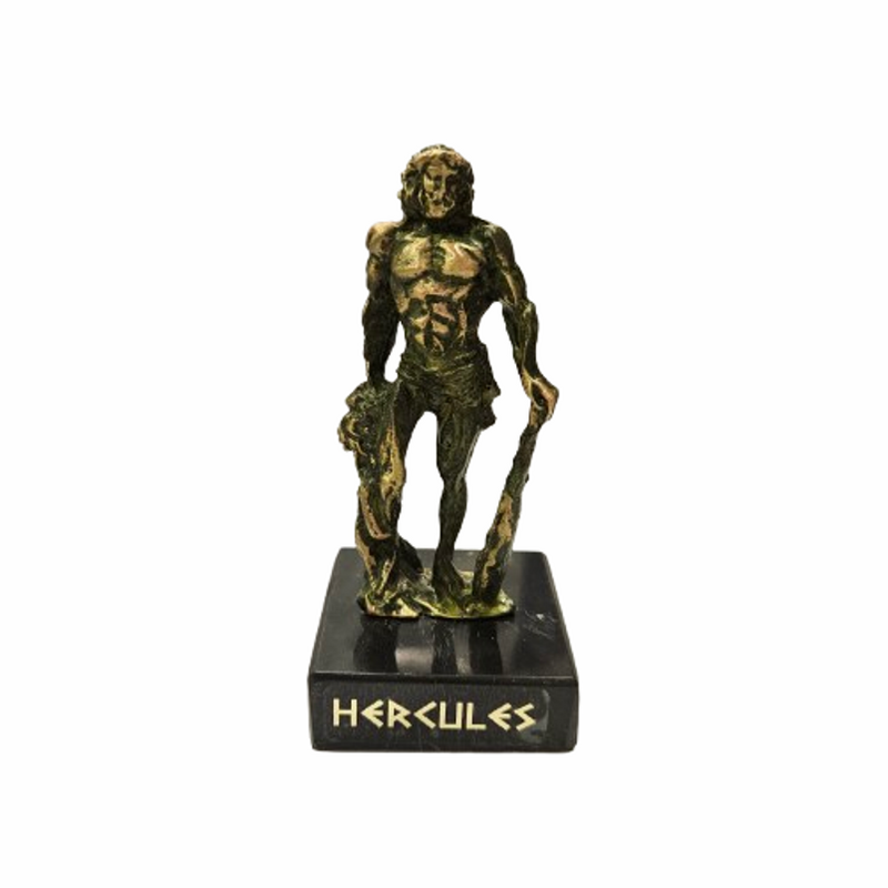 Статуетка Hercules, Метална, Мраморна основа, Зелена оксидация, 9 см