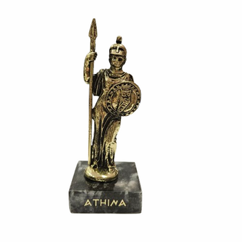 Статуетка Атина, Метална, Мраморна основа, Златиста, 10 см