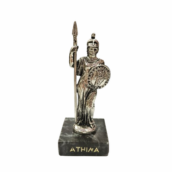 Статуетка Атина, Метална, Мраморна основа,Сребриста, 10 см