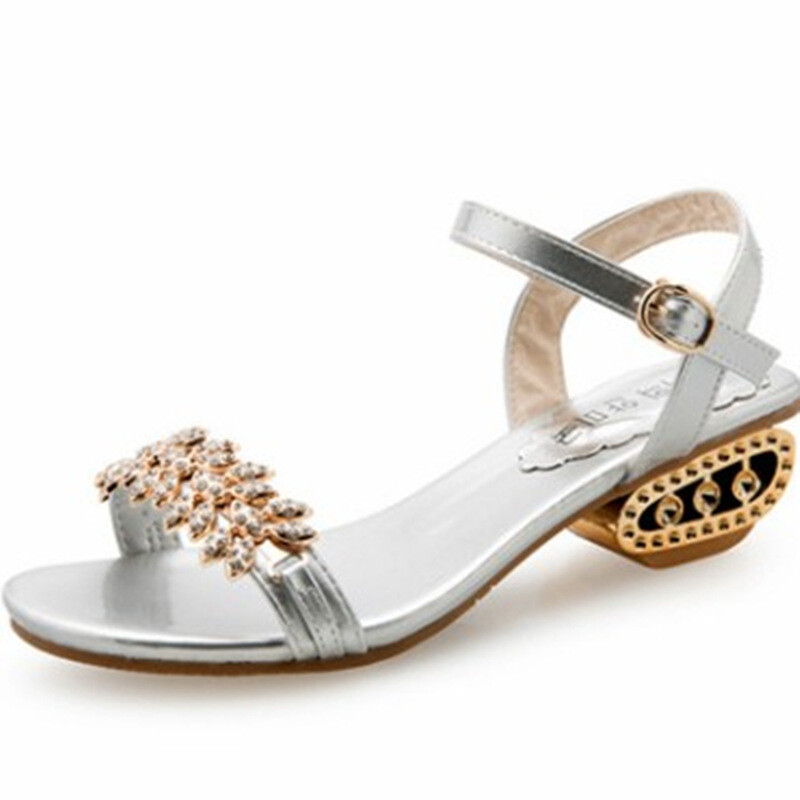 Καλοκαίρι 2024, διασυνοριακά, μεγάλο μέγεθος, νέα σανδάλια, μοντέρνα, χαριτωμένα, με κρύσταλλα, μοντέρνα γυναικεία παπούτσια με fish mouth, χοντρό τακούνι, σανδάλια από δέρμα μοσχαριού, γυναικεία σανδάλια