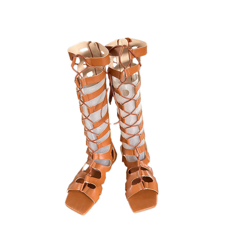 Υψηλής ποιότητας ρωμαϊκά σανδάλια με μαλακό δερμάτινο λουράκι, ξένο εμπόριο, φλατ σανδάλια μεγέθους 42, γυναικεία χαμηλοτάκουνα παπούτσια με κοίλο τακούνι