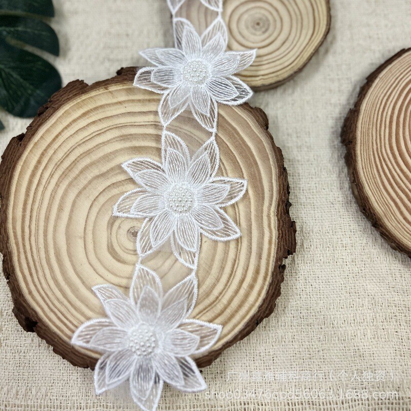 Divslāņu trīsdimensiju pērlīšu mežģīņu aksesuāri, balts, roku darbs apģērbs, apkakle, viduklis, rotājums, krāsains materiāls