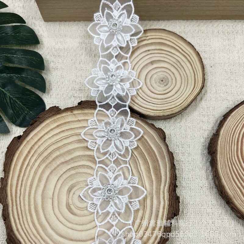 Divslāņu trīsdimensiju pērlīšu mežģīņu aksesuāri, balts, roku darbs apģērbs, apkakle, viduklis, rotājums, krāsains materiāls