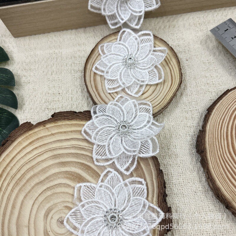 Divslāņu trīsdimensiju pērlīšu mežģīņu aksesuāri, balts, roku darbs apģērbs, apkakle, viduklis, rotājums, krāsains materiāls