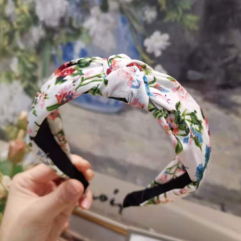 Νέα κομψή γυναικεία κορδέλα μαλλιών για όλες τις χώρες, ευέλικτα αξεσουάρ μαλλιών για εξωτερικούς χώρους με λουλουδάτα μοτίβα, χαριτωμένη κορδέλα μαλλιών με φαρδύ γείσο σε στυλ δάσους νεράιδων, κλιπ μαλλιών για γυναίκες