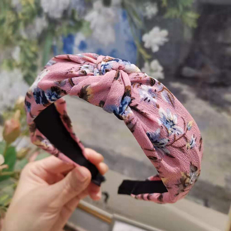 Νέα κομψή γυναικεία κορδέλα μαλλιών για όλες τις χώρες, ευέλικτα αξεσουάρ μαλλιών για εξωτερικούς χώρους με λουλουδάτα μοτίβα, χαριτωμένη κορδέλα μαλλιών με φαρδύ γείσο σε στυλ δάσους νεράιδων, κλιπ μαλλιών για γυναίκες