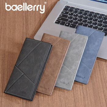 Мъжки портфейл Baellerry, нов мъжки бизнес дълъг портфейл с цип, слотове за карти, младежка чанта, клъч