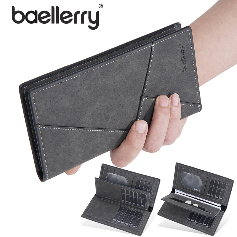 Πορτοφόλι Baellerry για άνδρες, Νέο μακρύ πορτοφόλι για άνδρες με φερμουάρ, υποδοχές καρτών, τσάντα για νέους, τσαντάκι