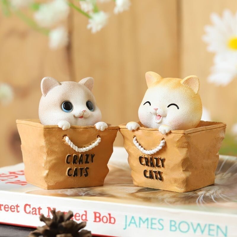 Mielas katės automobilis su judančia galva, svetainės dekoracija, ornamentais