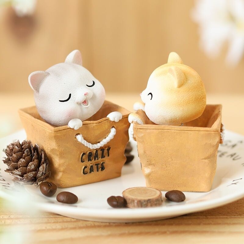 Mielas katės automobilis su judančia galva, svetainės dekoracija, ornamentais