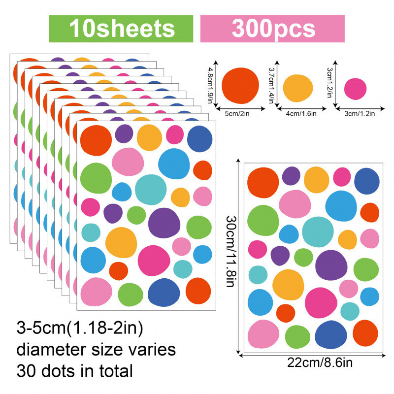 Μποέμ στυλ, πολύχρωμα αυτοκόλλητα τοίχου με βούλες, ακανόνιστα, αυτοκόλλητα, διακόσμηση τοίχου για νηπιαγωγείο, αυτοκόλλητα τοίχου για παιδικό δωμάτιο