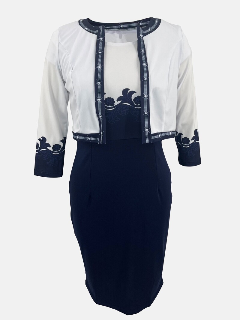 Ευρωπαϊκό και αμερικανικό σετ δύο τεμαχίων με διασυνοριακό σχέδιο, φούστα και χιπ, με μοντέρνο τύπωμα και σχέδιο