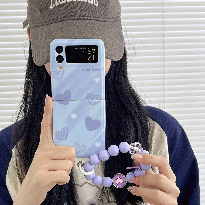 Μια απλή μπλε ελαιογραφία με μια καρδιά, κατάλληλη για τη θήκη κινητού τηλεφώνου Samsung Galaxy Z Flip3, την πτυσσόμενη οθόνη και την προστατευτική θήκη Oppo.