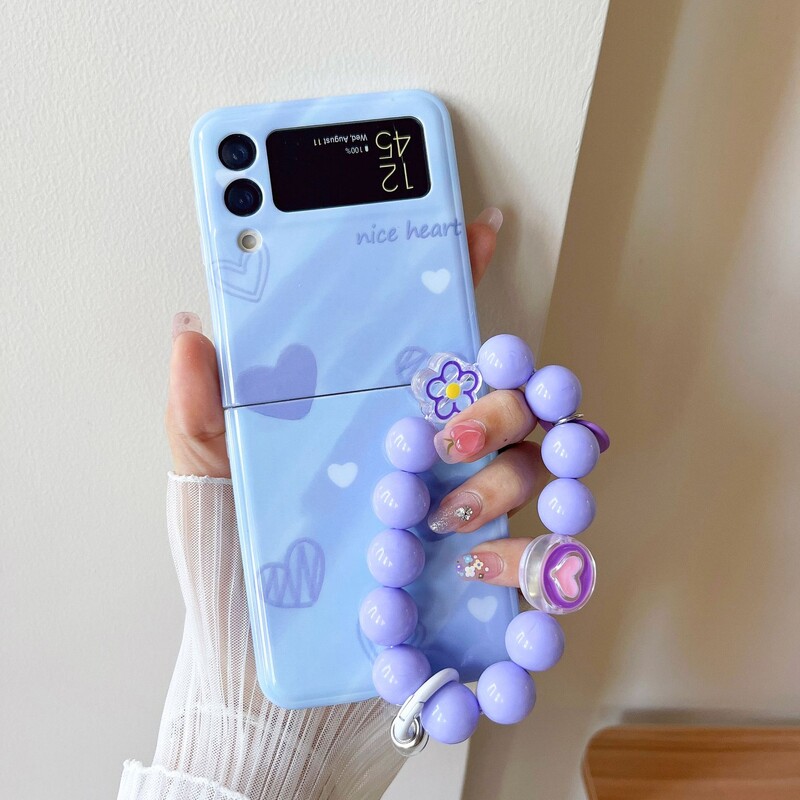 Μια απλή μπλε ελαιογραφία με μια καρδιά, κατάλληλη για τη θήκη κινητού τηλεφώνου Samsung Galaxy Z Flip3, την πτυσσόμενη οθόνη και την προστατευτική θήκη Oppo.