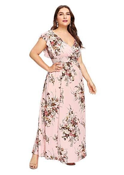 2023. gada jauna Eiropas un Amerikas sieviešu lielo izmēru kleita, šifons, elastīga jostasvieta, lotosa lapu piedurknes, apdrukāta pavasara un vasaras kleita, liela izmēra svingerkleita