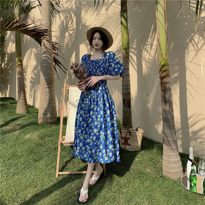 Λεπτό γυναικείο φόρεμα αναψυχής με γαλλικά μανίκια, τρομπέτα και V-λαιμόκοψη, με βολάν και πριγκίπισσα, νέο καλοκαιρινό ρετρό φόρεμα