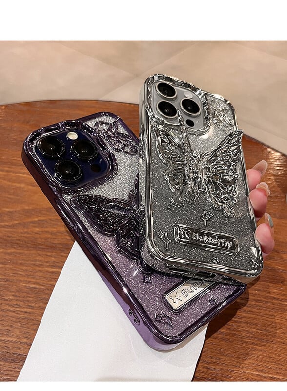 Αόρατο κλιπ πεταλούδας κατάλληλο για θήκη κινητού τηλεφώνου Apple 16Promax νέα IP14 με γκλίτερ διαβάθμισης 12 σιλικόνης 13 γυναικών