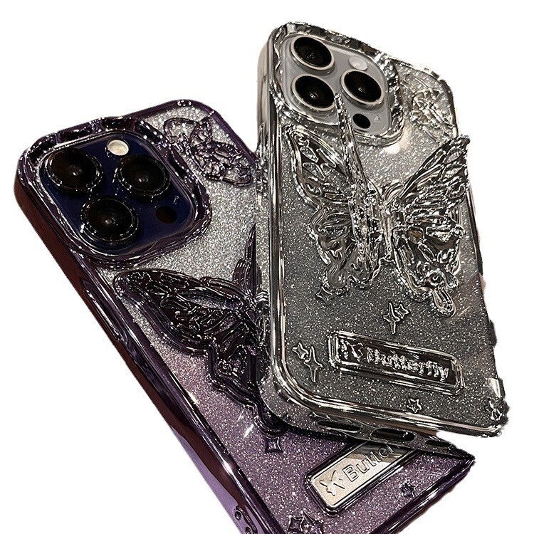 Αόρατο κλιπ πεταλούδας κατάλληλο για θήκη κινητού τηλεφώνου Apple 16Promax νέα IP14 με γκλίτερ διαβάθμισης 12 σιλικόνης 13 γυναικών