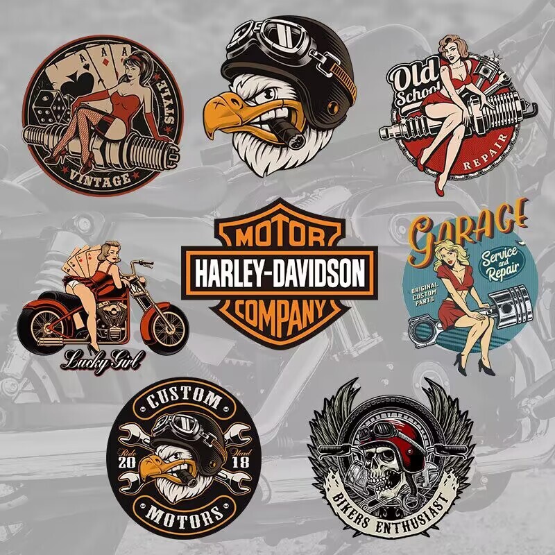 Ārējās tirdzniecības Harley motocikla retro ķiveres uzlīme motociklam American Eagle uzlīme personalizēta pārrobežu radoša skrāpējamā uzlīme
