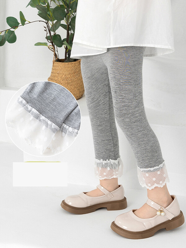 Vaikiški drabužiai 2024 m. vasaros nėriniuotos nėriniuotos nėriniuotos modalinės vaikiškos septynių taškų tamprės mergaitėms penkių taškų pėdkelnės urmu