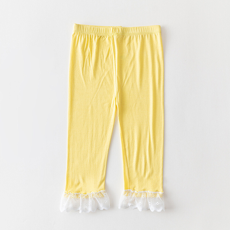 Vaikiški drabužiai 2024 m. vasaros nėriniuotos nėriniuotos nėriniuotos modalinės vaikiškos septynių taškų tamprės mergaitėms penkių taškų pėdkelnės urmu