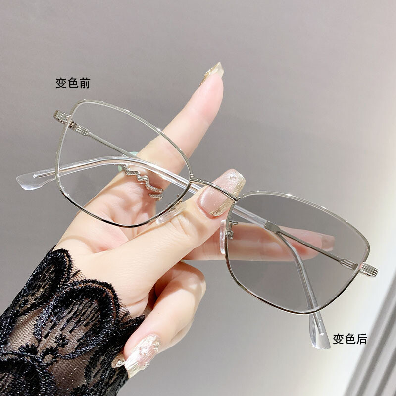 Φωτοχρωμικά γυαλιά για μυωπία για μαθητές της 12ης τάξης, ευρωπαϊκού και αμερικανικού τύπου, με επίπεδο μεταλλικό σκελετό και αντι-μπλε φως