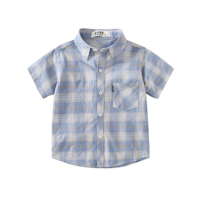 Īsroku krekli zēniem no tīras kokvilnas, bērnu apģērbs vidējiem un lieliem izmēriem, bērnu topi, rūtaini mazuļu krekli, moderni īsroku krekli meitenēm