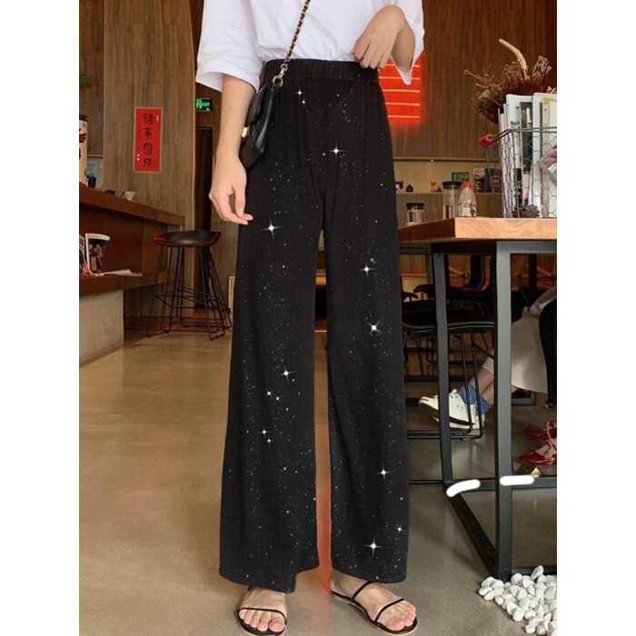 Καλοκαιρινή κορεατική έκδοση 2025 νέα ψηλόμεσα λεπτά ντραπέ παντελόνια, λεπτά φωτεινά μεταξωτά κόκκινα παντελόνια με φαρδιά πόδια για κορίτσια σχολείου