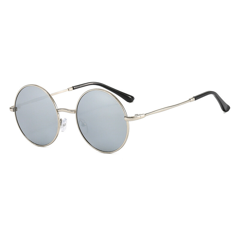 Ochelari de soare polarizați rotunzi retro din metal, unisex, clasici, cu film colorat, stil steampunk european și american, 2024