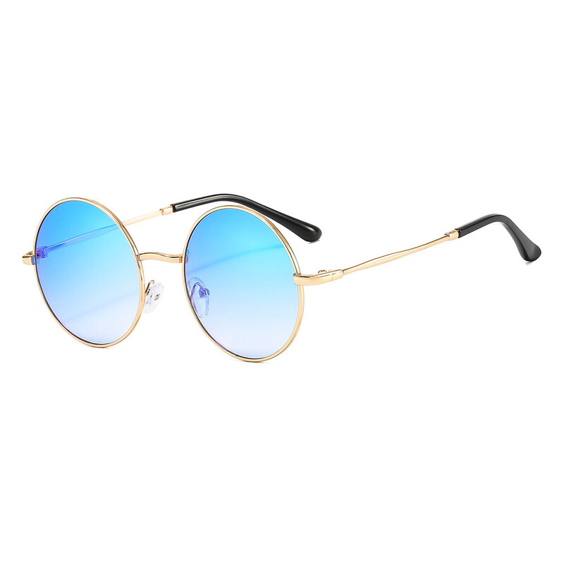 Ochelari de soare polarizați rotunzi retro din metal, unisex, clasici, cu film colorat, stil steampunk european și american, 2024