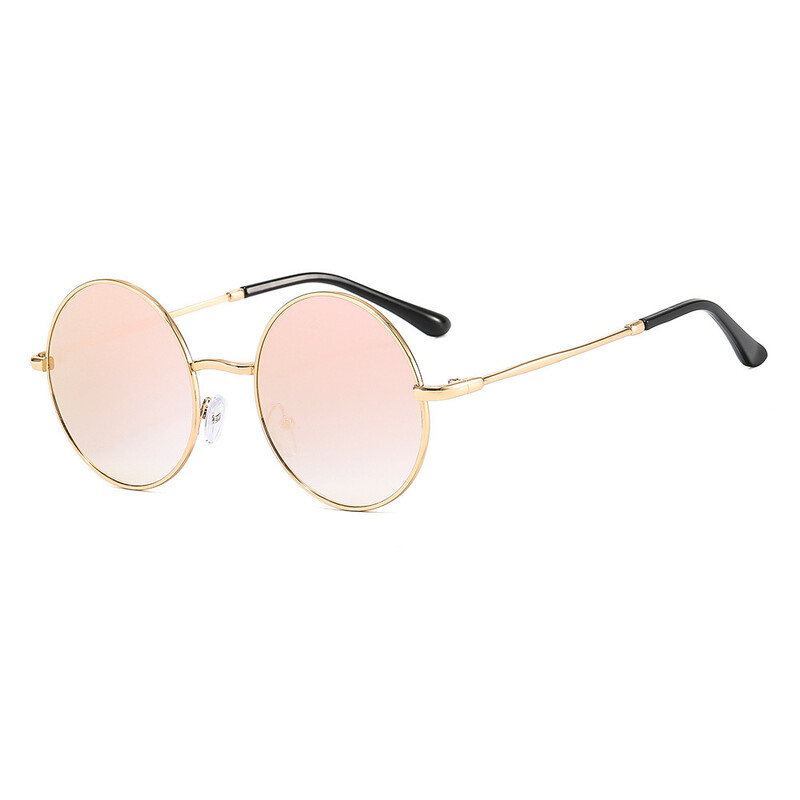 Ochelari de soare polarizați rotunzi retro din metal, unisex, clasici, cu film colorat, stil steampunk european și american, 2024