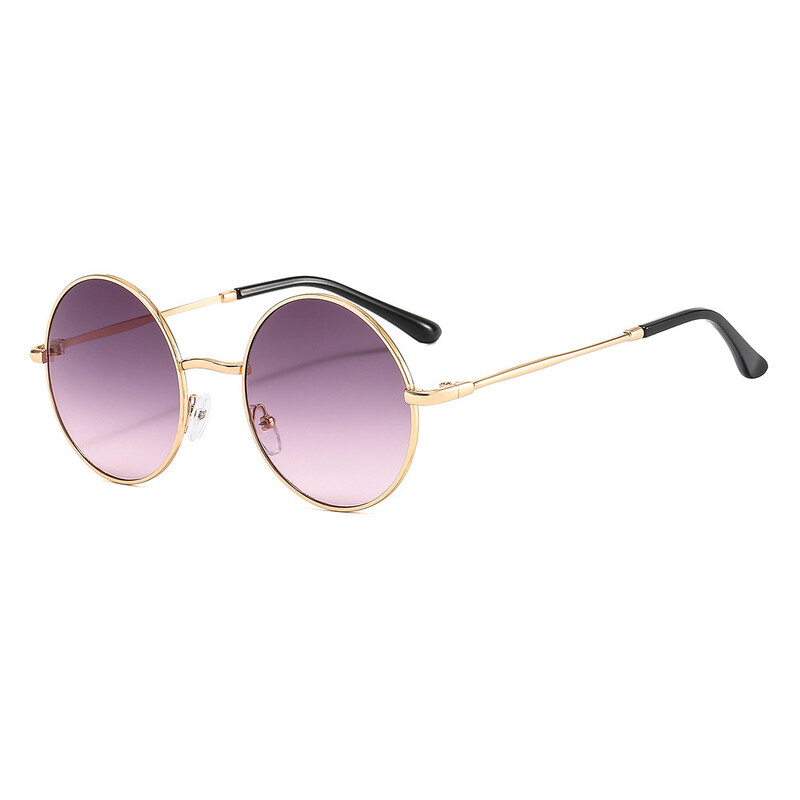 Ochelari de soare polarizați rotunzi retro din metal, unisex, clasici, cu film colorat, stil steampunk european și american, 2024
