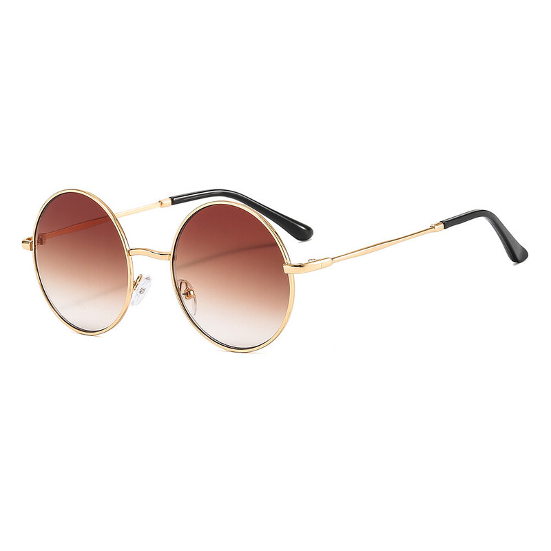 Ochelari de soare polarizați rotunzi retro din metal, unisex, clasici, cu film colorat, stil steampunk european și american, 2024