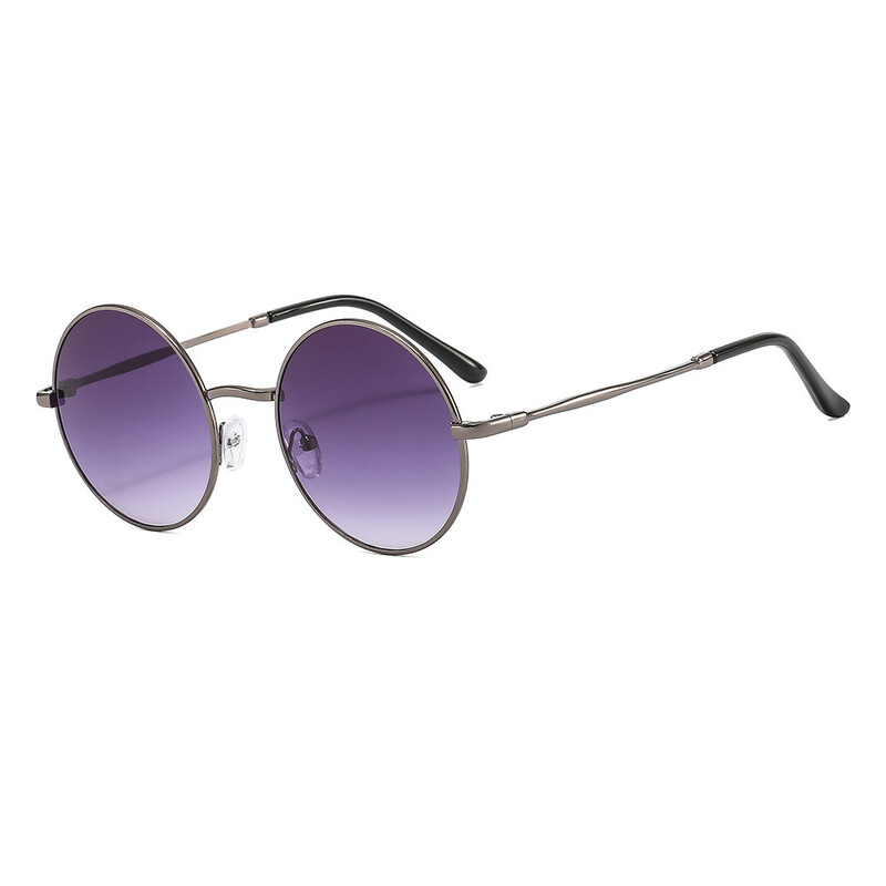 Ochelari de soare polarizați rotunzi retro din metal, unisex, clasici, cu film colorat, stil steampunk european și american, 2024