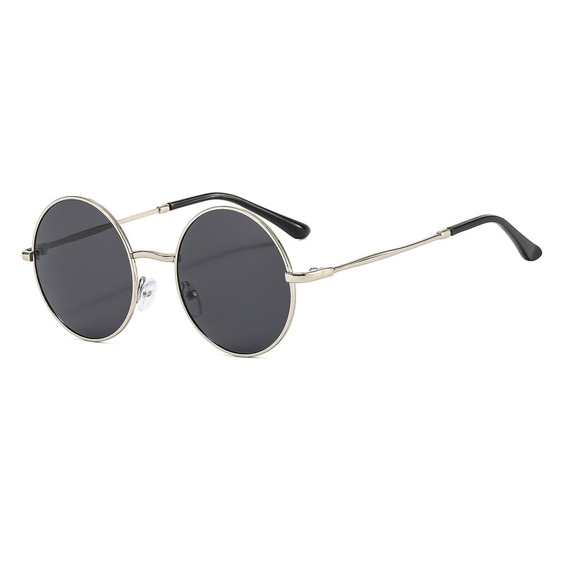 Ochelari de soare polarizați rotunzi retro din metal, unisex, clasici, cu film colorat, stil steampunk european și american, 2024