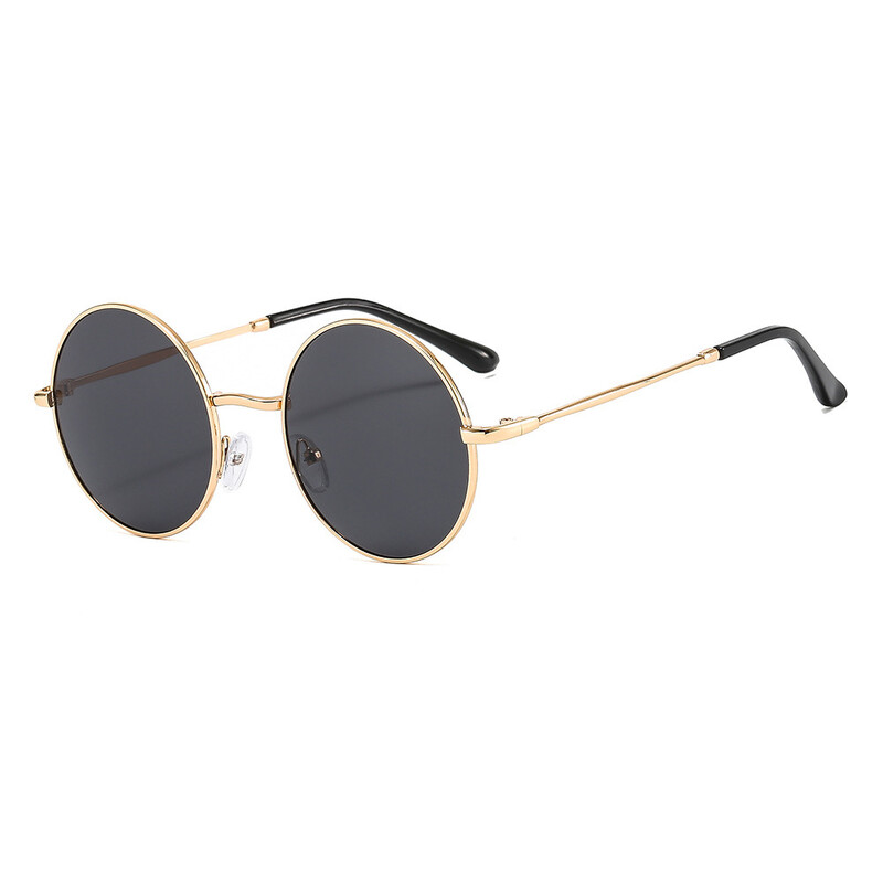 Ochelari de soare polarizați rotunzi retro din metal, unisex, clasici, cu film colorat, stil steampunk european și american, 2024