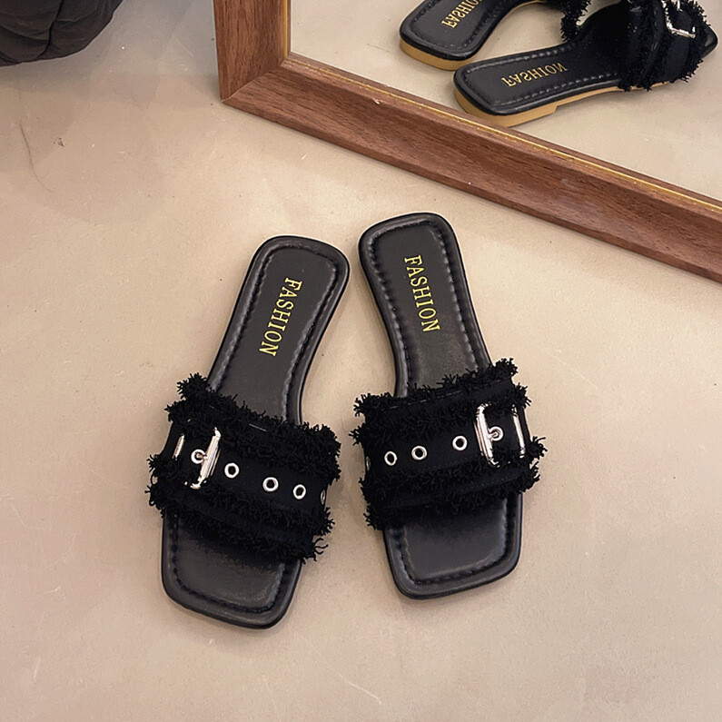 Καλοκαίρι 2025 Νέα ευρωπαϊκά και αμερικανικά σανδάλια μεγάλου μεγέθους εξωτερικού εμπορίου, άνετα για διασημότητες με επίπεδο πάτο, ίσια, casual σανδάλια θαλάσσης με στόμιο ψαριού