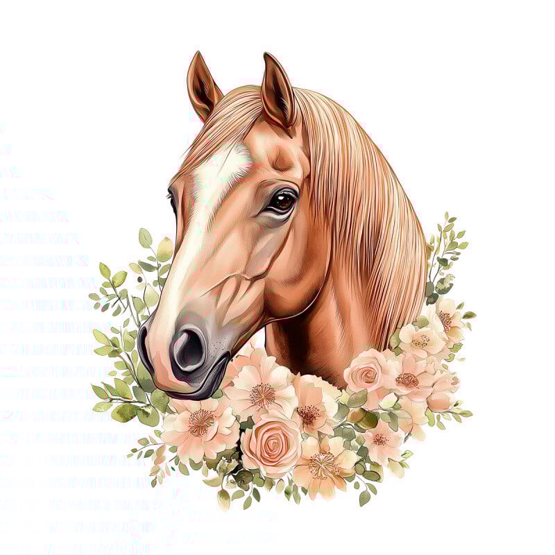 Αυτοκόλλητα τοίχου με λουλούδια και άλογα, αυτοκόλλητα διασυνοριακής χρήσης, αφαιρούμενα αυτοκόλλητα τοίχου