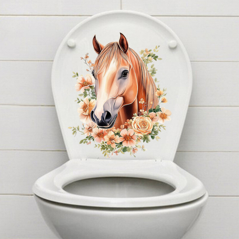 Αυτοκόλλητα τοίχου με λουλούδια και άλογα, αυτοκόλλητα διασυνοριακής χρήσης, αφαιρούμενα αυτοκόλλητα τοίχου