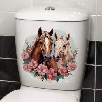 Happy Horse Баня Тоалетна Креативен стикер за тоалетна Декоративен капак за тоалетна Водоустойчив стикер